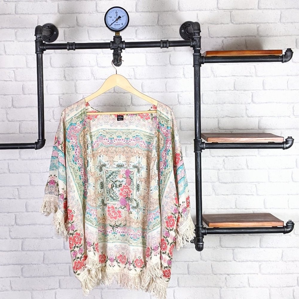 Nadim Boho Kimono With Fringe | Multicolor